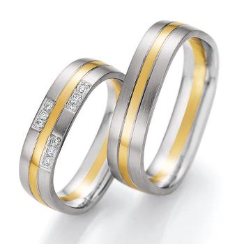 Nowotny-Collection Ruesch Trauringe Weiss-Gelbgold 66/49170-050 + 66/49180-050